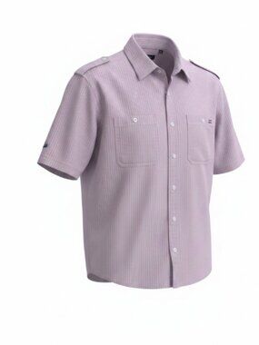 Sean John Men's Shirt XL Purple Stripe Short Sleeve Button Front Casual EUC